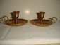 Vintage Brass Candle Holder with saucer and handle (pair)