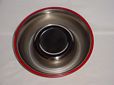Stainless Steel trimmed in Red Plastic Pet Dish-3
